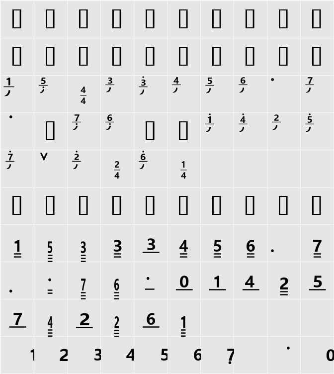 润植家昆曲简谱-音长版 字符映射表