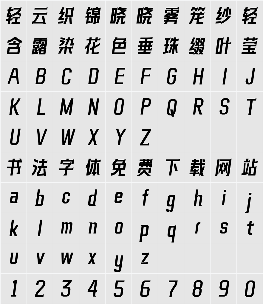 快看世界体 字符映射表