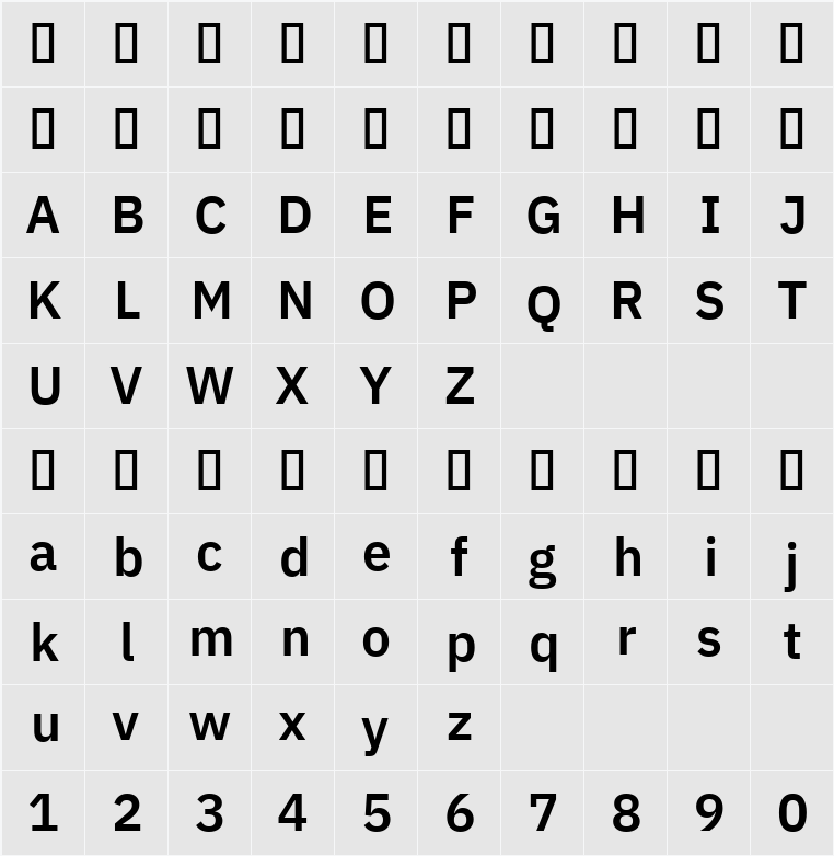 IBM Plex Sans Hebrew SemiBold 字符映射表