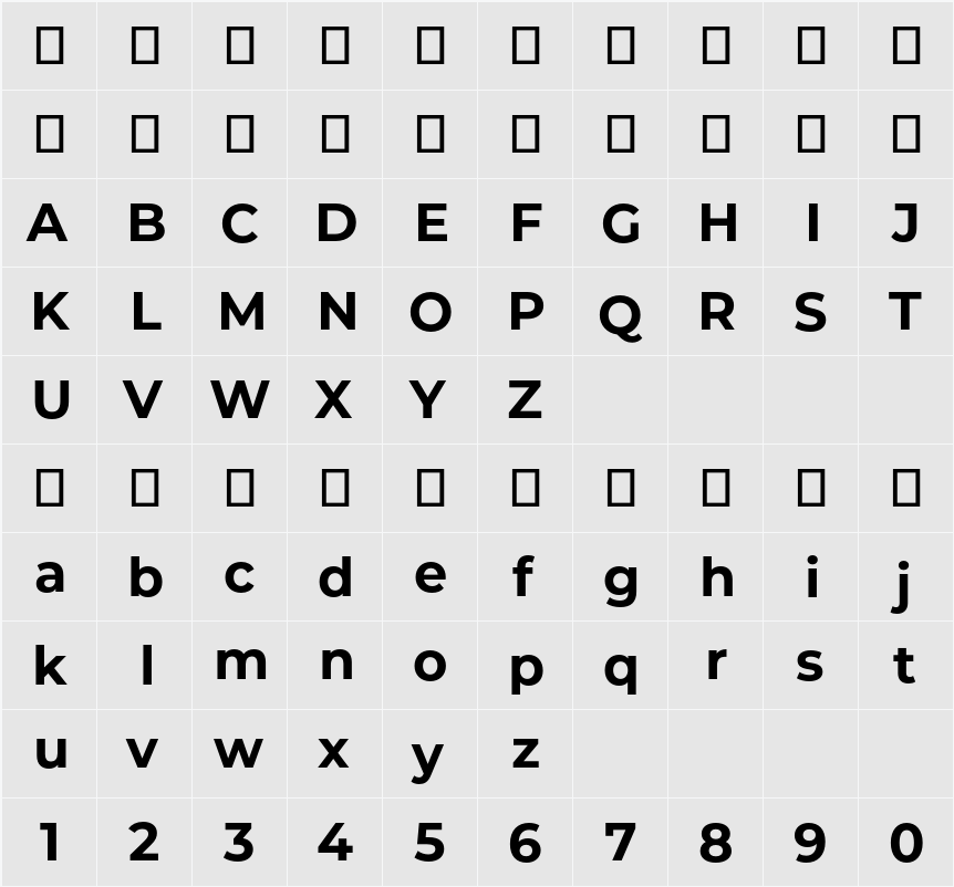 Montserrat 字符映射表