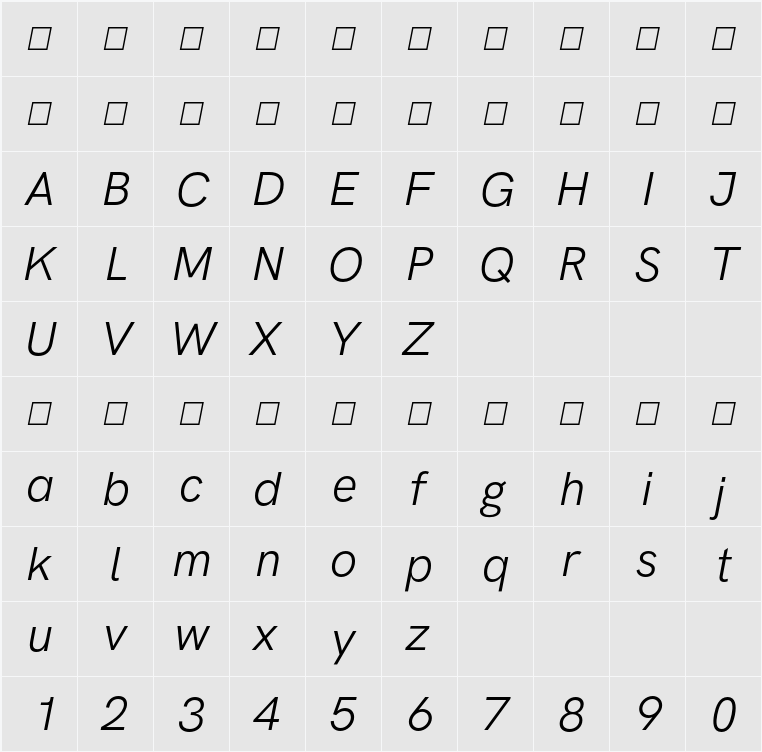 HK Grotesk 字符映射表