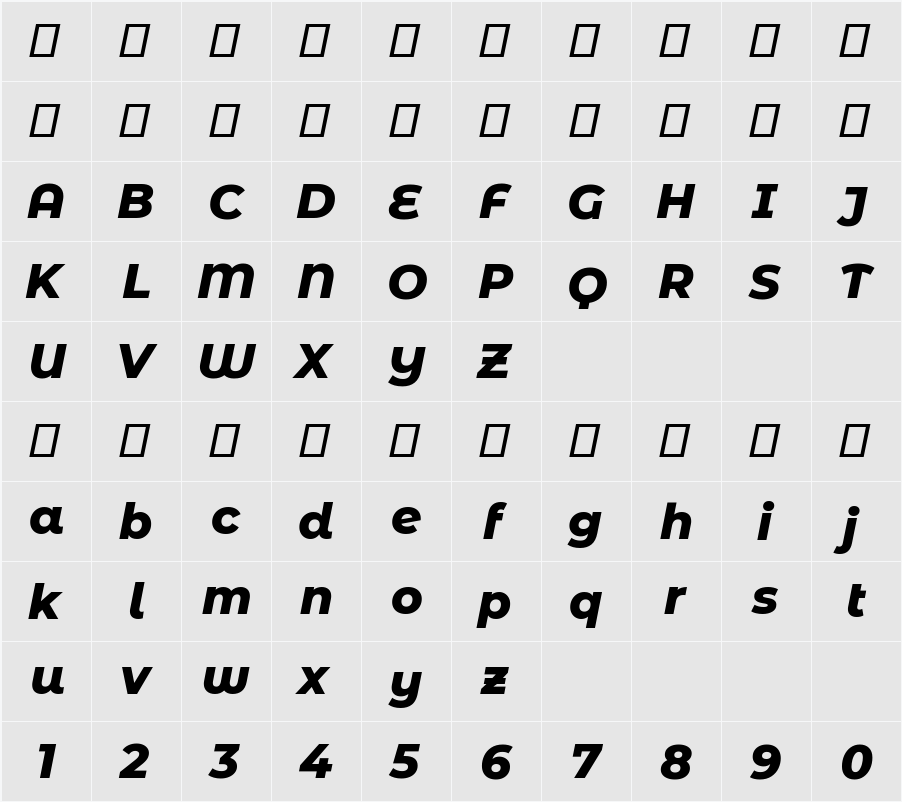 Montserrat Alternates ExtraBold 字符映射表