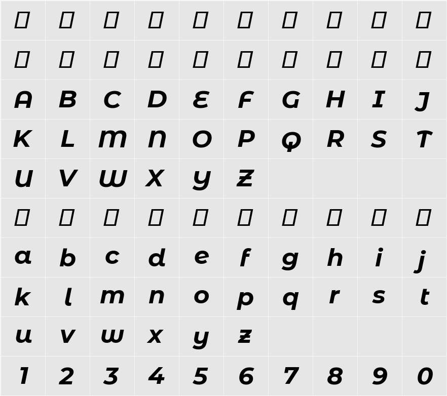 Montserrat Alternates 字符映射表