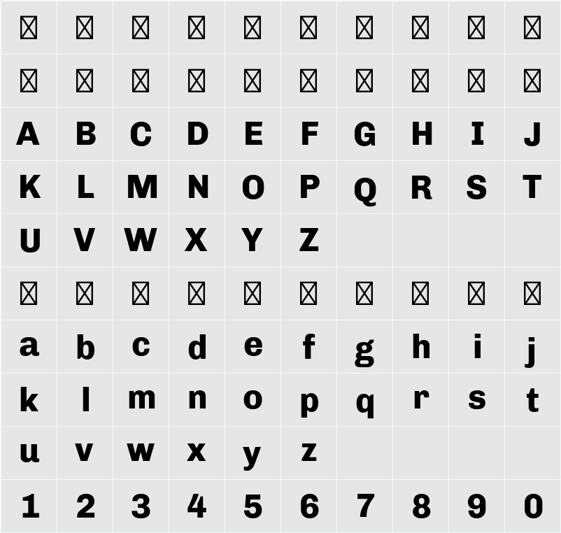 Chivo ExtraBold 字符映射表