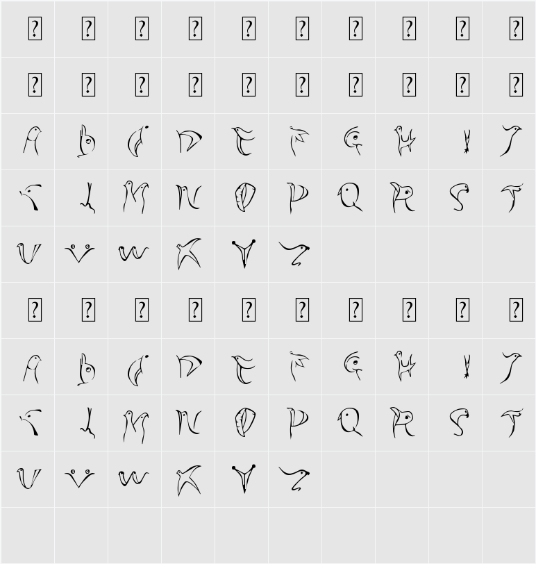 飞翔的鸟儿被虫吃 字符映射表