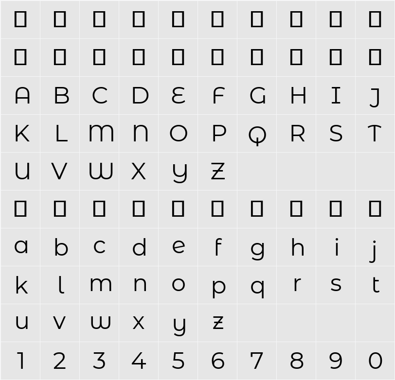 Montserrat Alternates 字符映射表