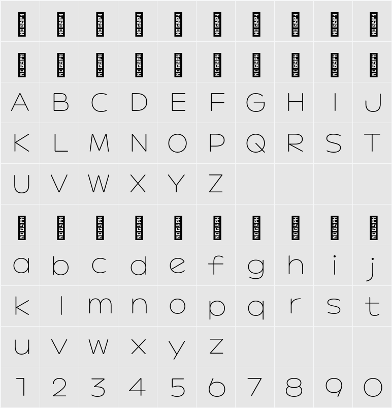 G8321 ExtraLight 字符映射表