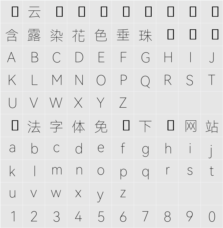 HarmonyOS Sans TC Thin 字符映射表