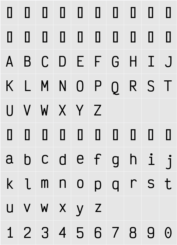 Victor Mono SemiBold 字符映射表