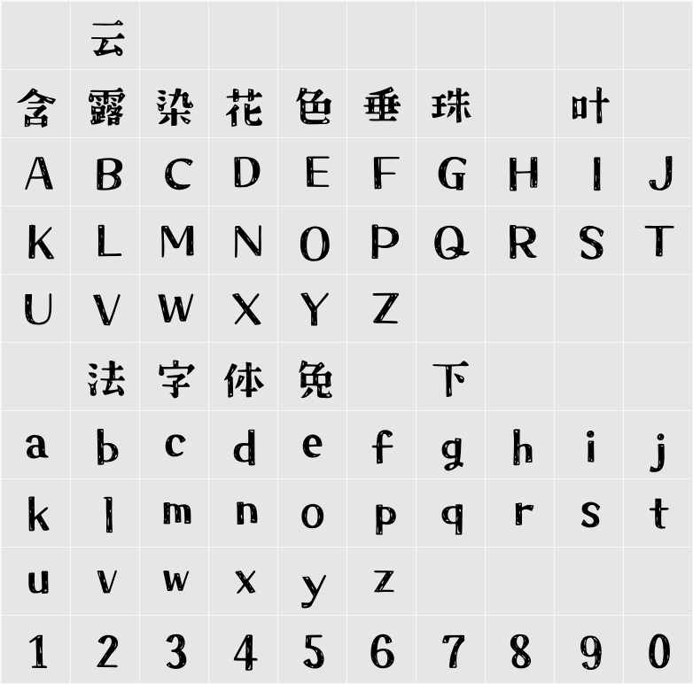 クラフト明朝 字符映射表