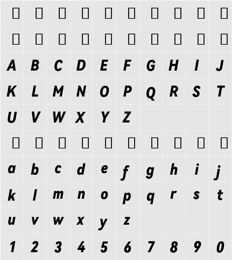 HarmonyOS Sans Condensed Black 字符映射表