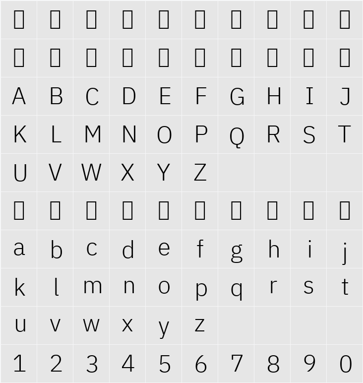 IBM Plex Sans Arabic Light 字符映射表