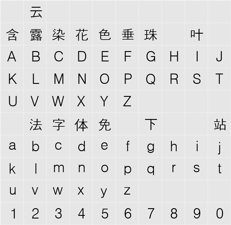 Dotum 字符映射表