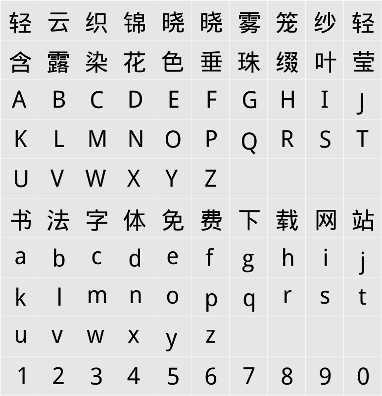 Droid Sans Fallback 字符映射表