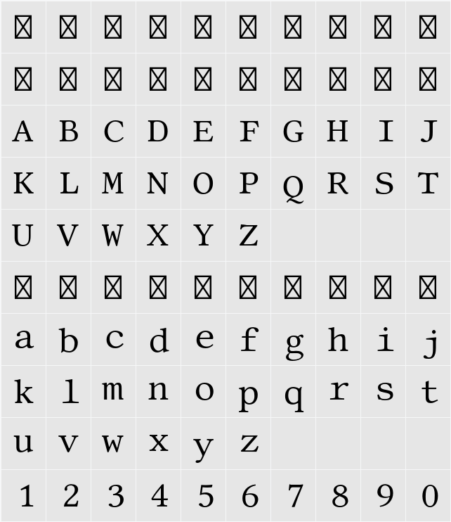 Libertinus Mono 字符映射表