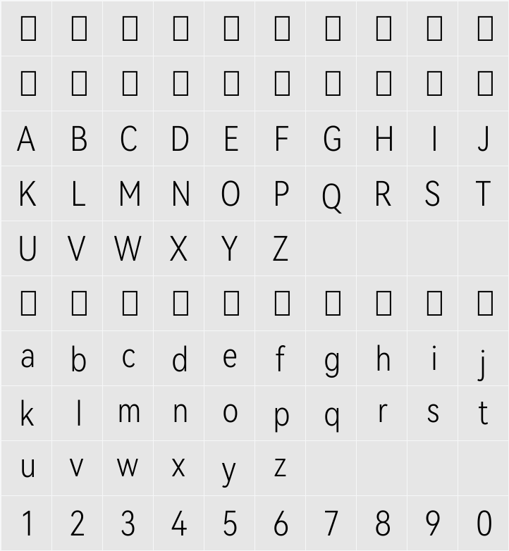 HarmonyOS Sans Condensed Light 字符映射表