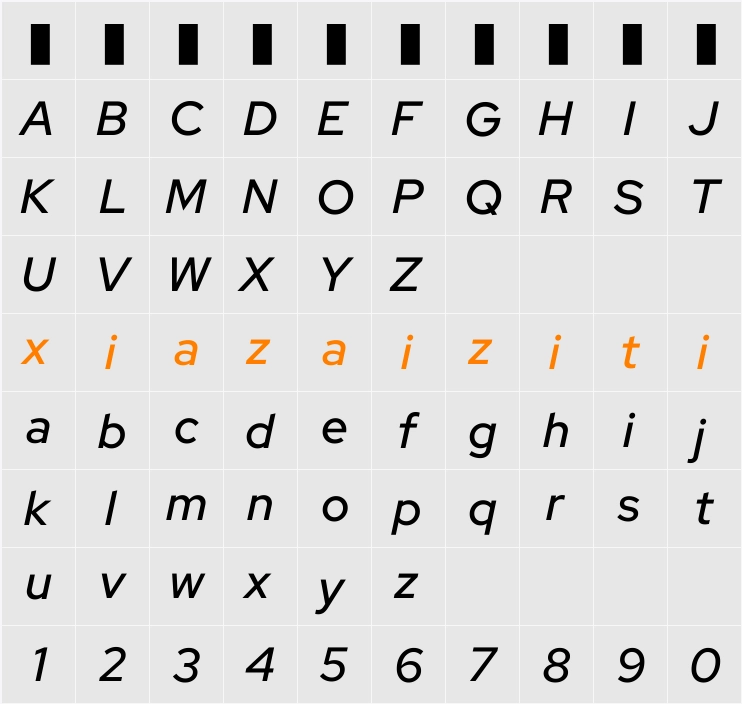 Red Hat Display SemiBold 字符映射表
