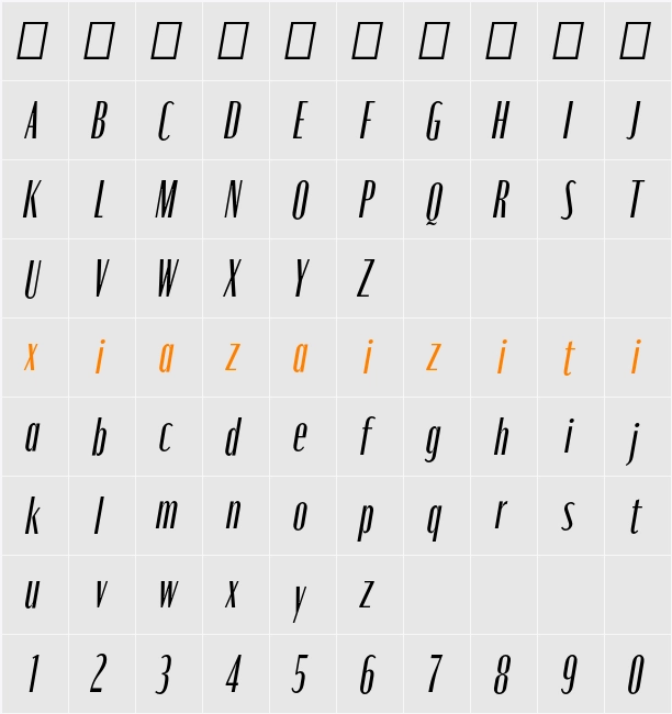 Moniqa Med Cond Ita Paragraph 字符映射表