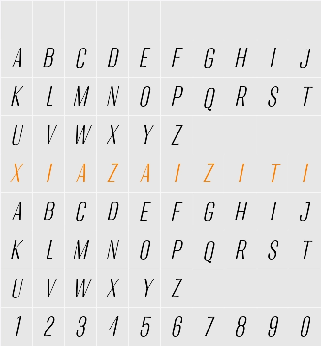 Migha Light Cond Slant 字符映射表