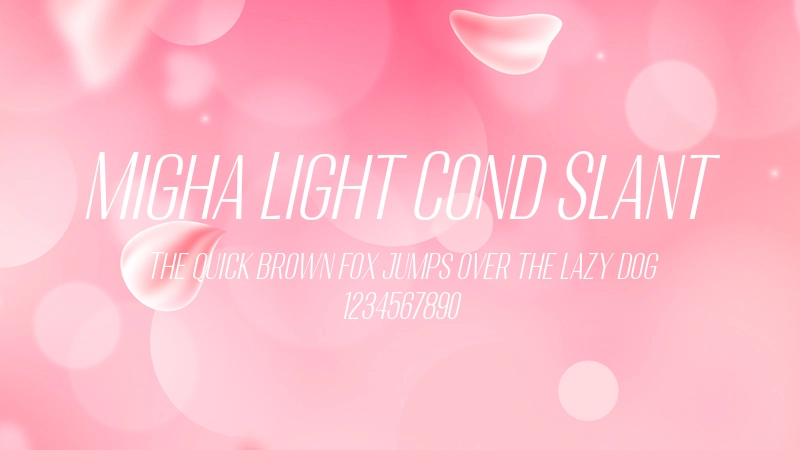 Migha Light Cond Slant 字体预览图