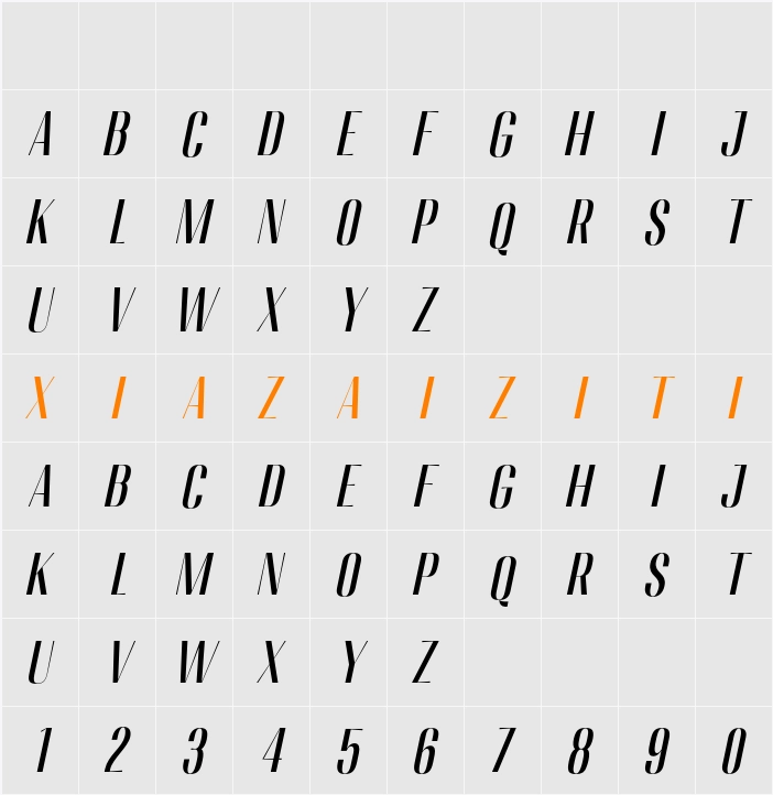Migha Med Cond Slant 字符映射表