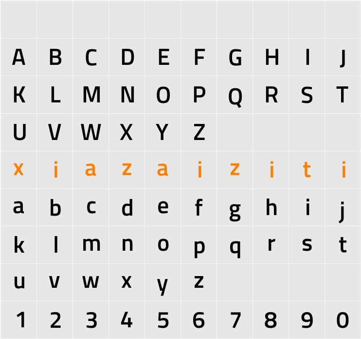 Titillium Web SemiBold 字符映射表