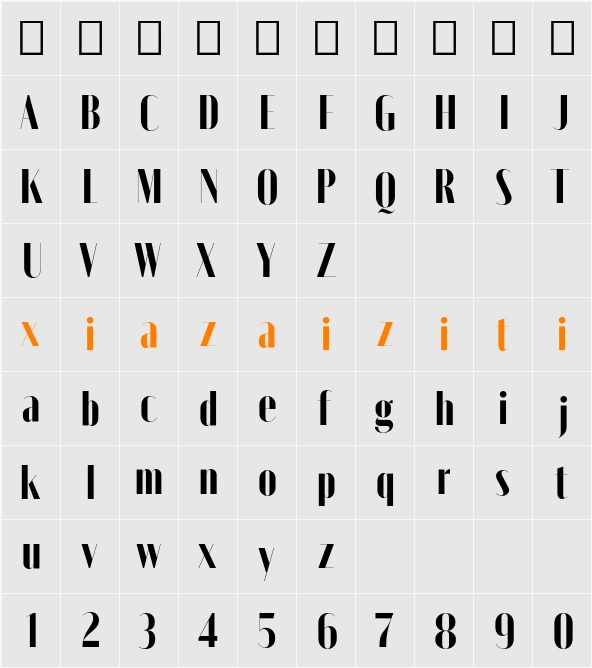 Moniqa Black Display 字符映射表