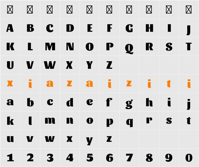 Sansita Black 字符映射表