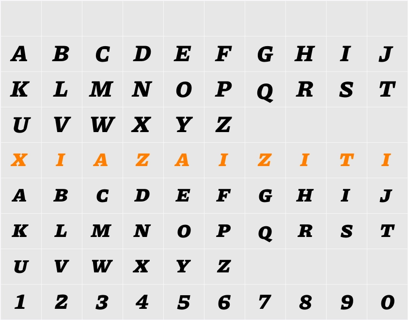 Piazzolla SC ExtraBold 字符映射表