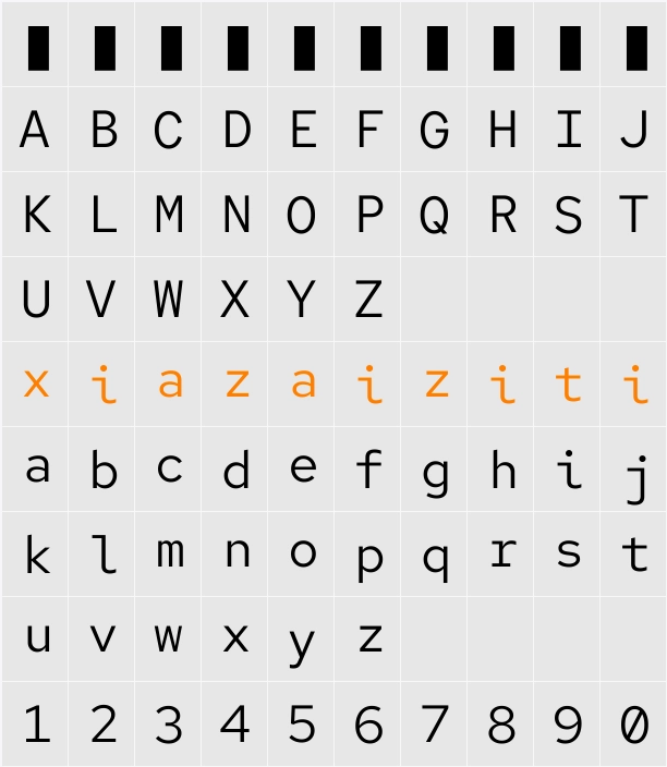 Red Hat Mono 字符映射表
