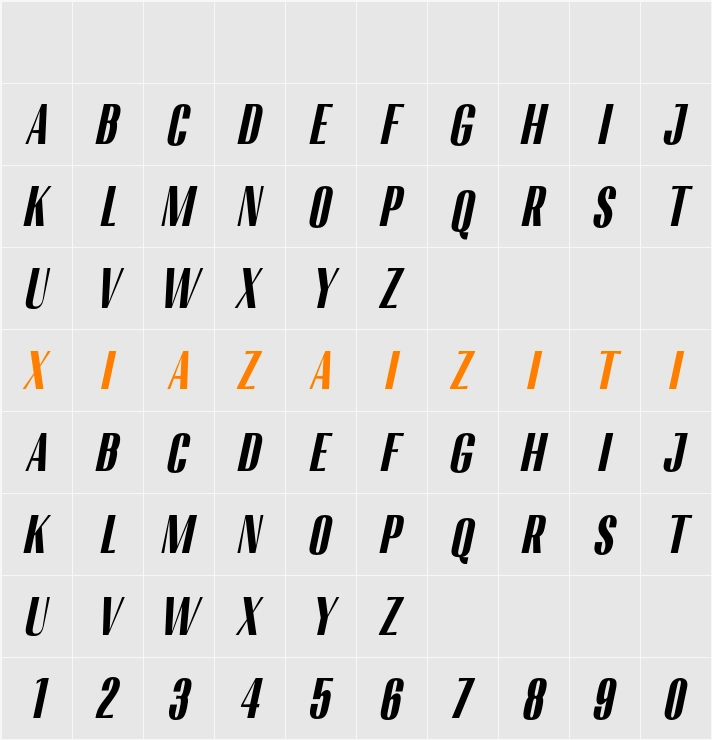 Migha Black Cond Slant 字符映射表