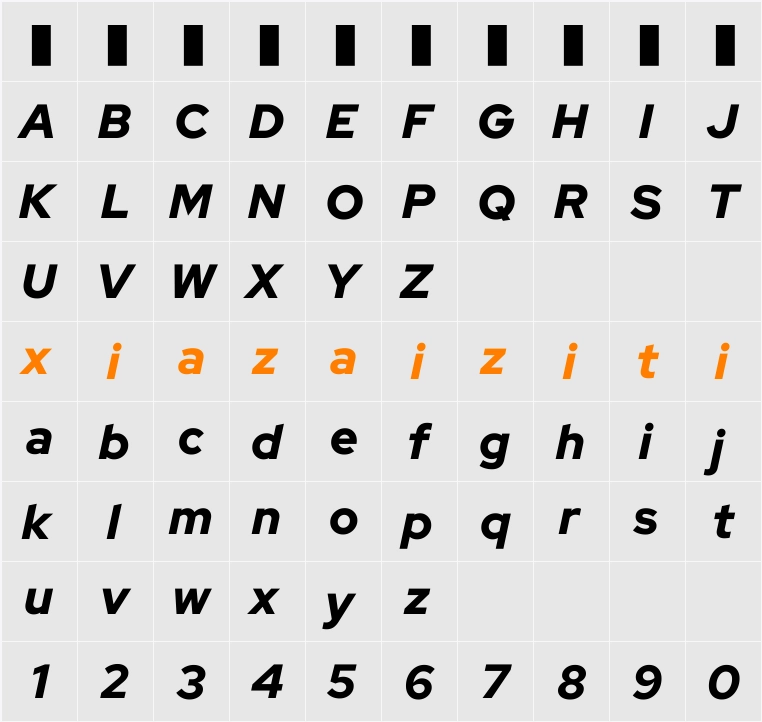 Red Hat Display Black 字符映射表