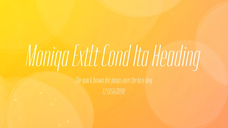 Moniqa ExtLt Cond Ita Heading 字体预览图