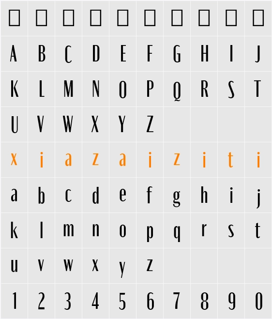 Moniqa SemBd Narrow Paragraph 字符映射表