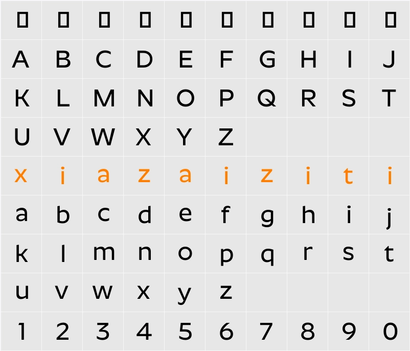 Roundo Medium 字符映射表