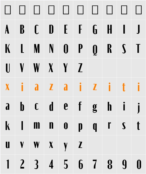 Moniqa Black Narrow Paragraph 字符映射表