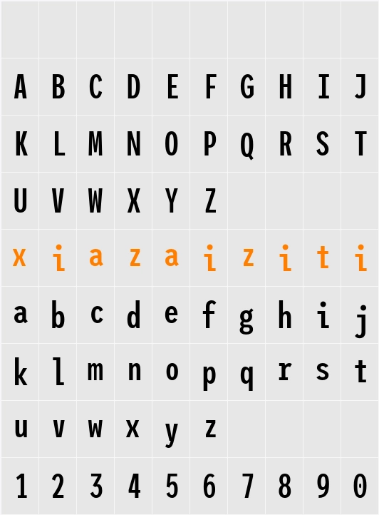League Mono Condensed Medium 字符映射表