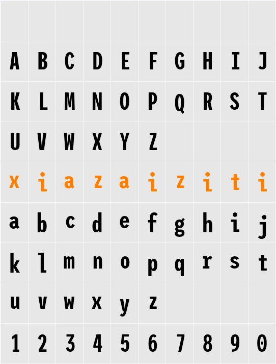 League Mono Condensed SemiBold 字符映射表
