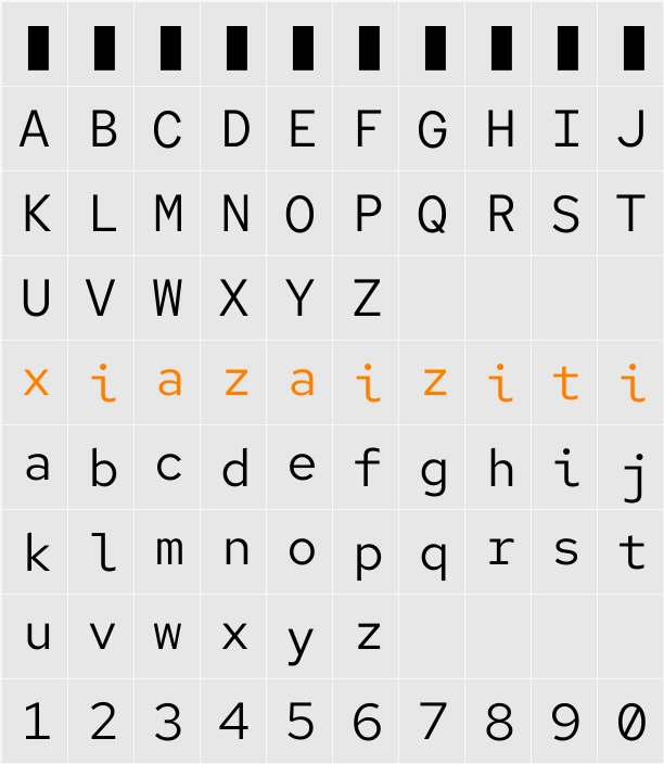 Red Hat Mono 字符映射表