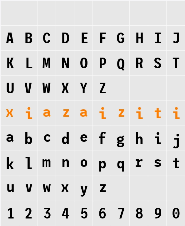 League Mono Narrow SemiBold 字符映射表