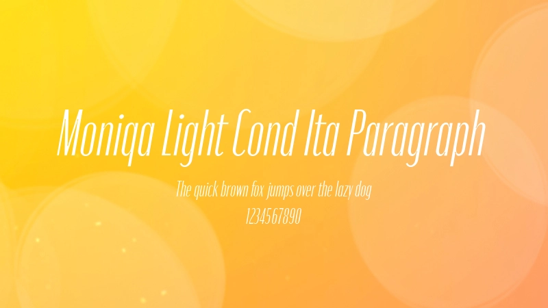 Moniqa Light Cond Ita Paragraph 字体预览图