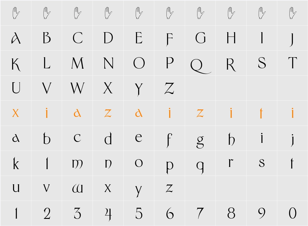 Sinistre 字符映射表