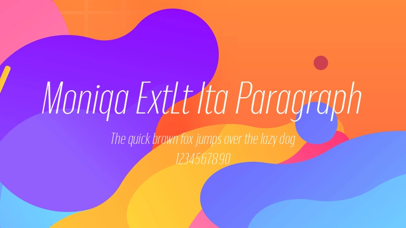 Moniqa ExtLt Ita Paragraph 字体预览图