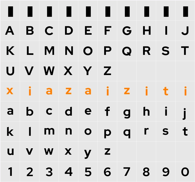 Red Hat Display ExtraBold 字符映射表