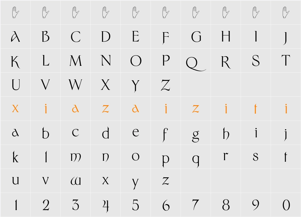Sinistre 字符映射表