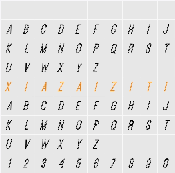 Ostrich Sans Inline 字符映射表