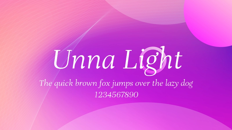 Unna Light 字体预览图