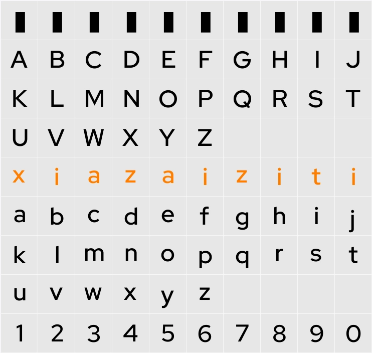 Red Hat Display SemiBold 字符映射表