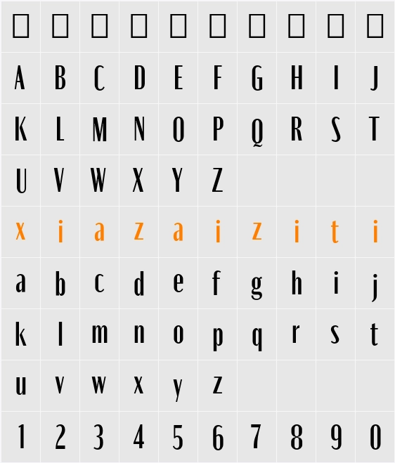 Moniqa Narrow Paragraph 字符映射表