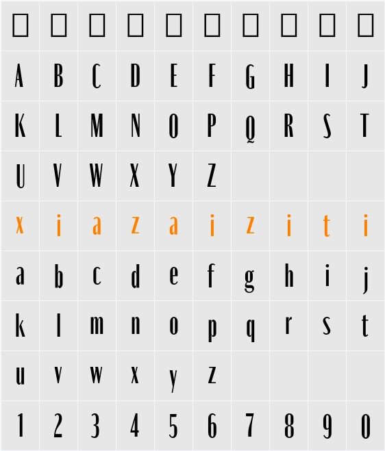 Moniqa Cond Paragraph 字符映射表